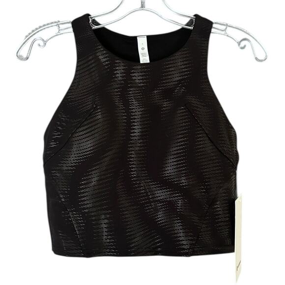 Lululemon Invigorate Training Tank Women’s 6 Black Foil B/C Cup Cropped NEW - Picture 2 of 5